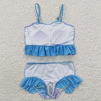 mermaid fish scale blue girl’s swimsuit