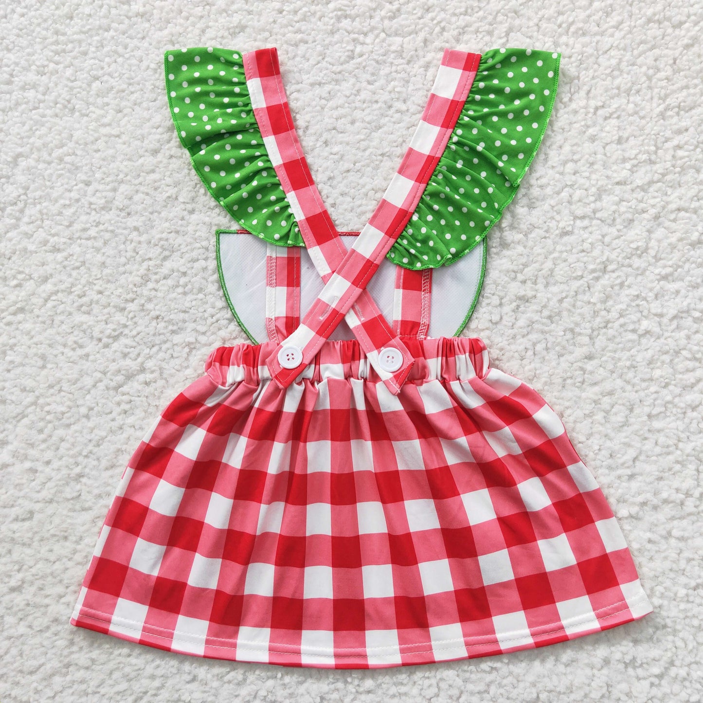 children's clothing red plaid watermelon girl dress