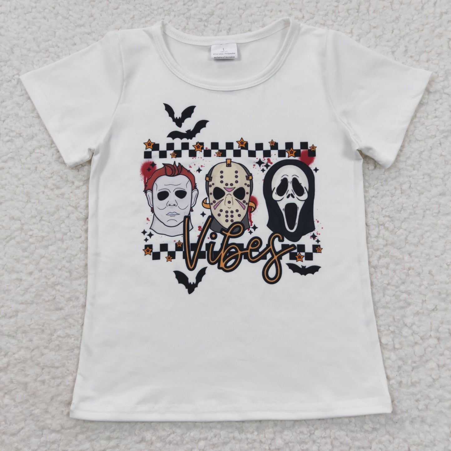kids horror white tee t-shirt for halloween