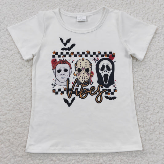 kids horror white tee t-shirt for halloween