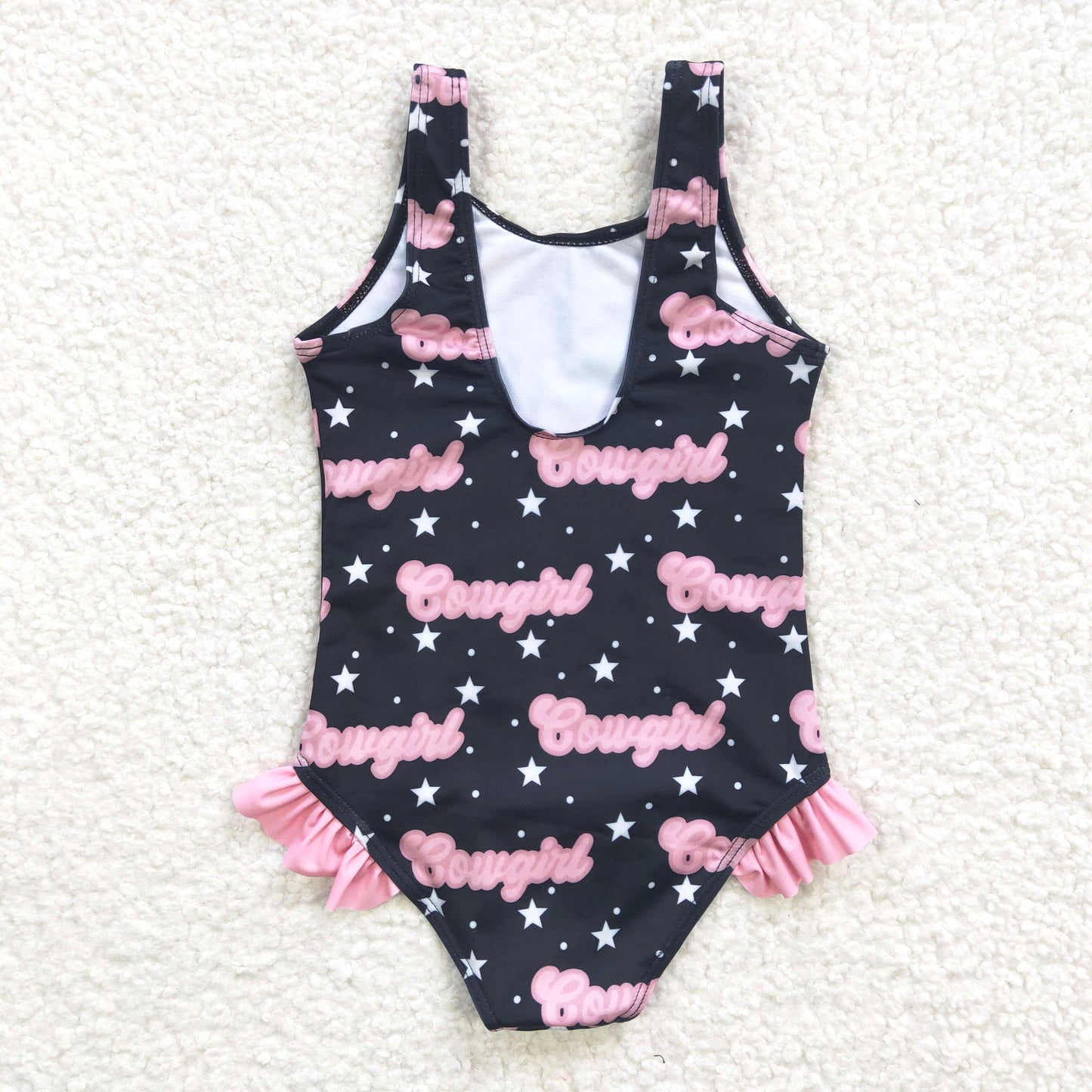 kids swim wear cowgirl swimsuit with liner