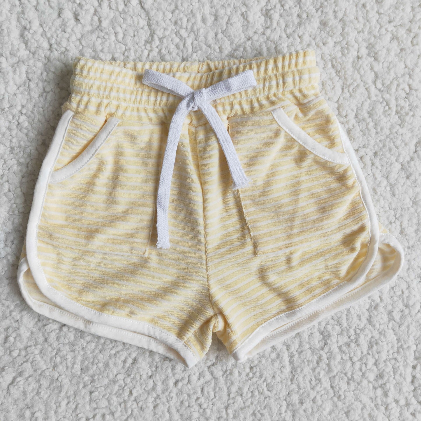 yellow stripe shorts with pocket