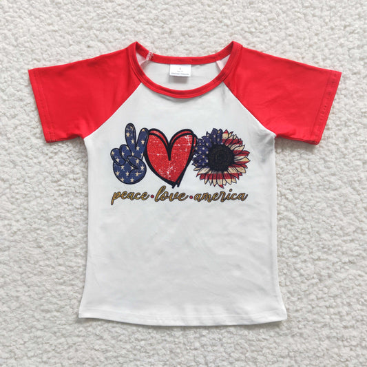america girl t-shirt raglan top tees for 4th of july