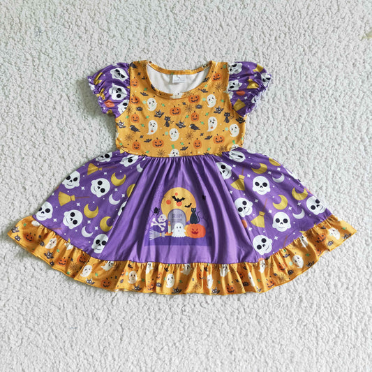 halloween orange ghost bone dress girls clothes