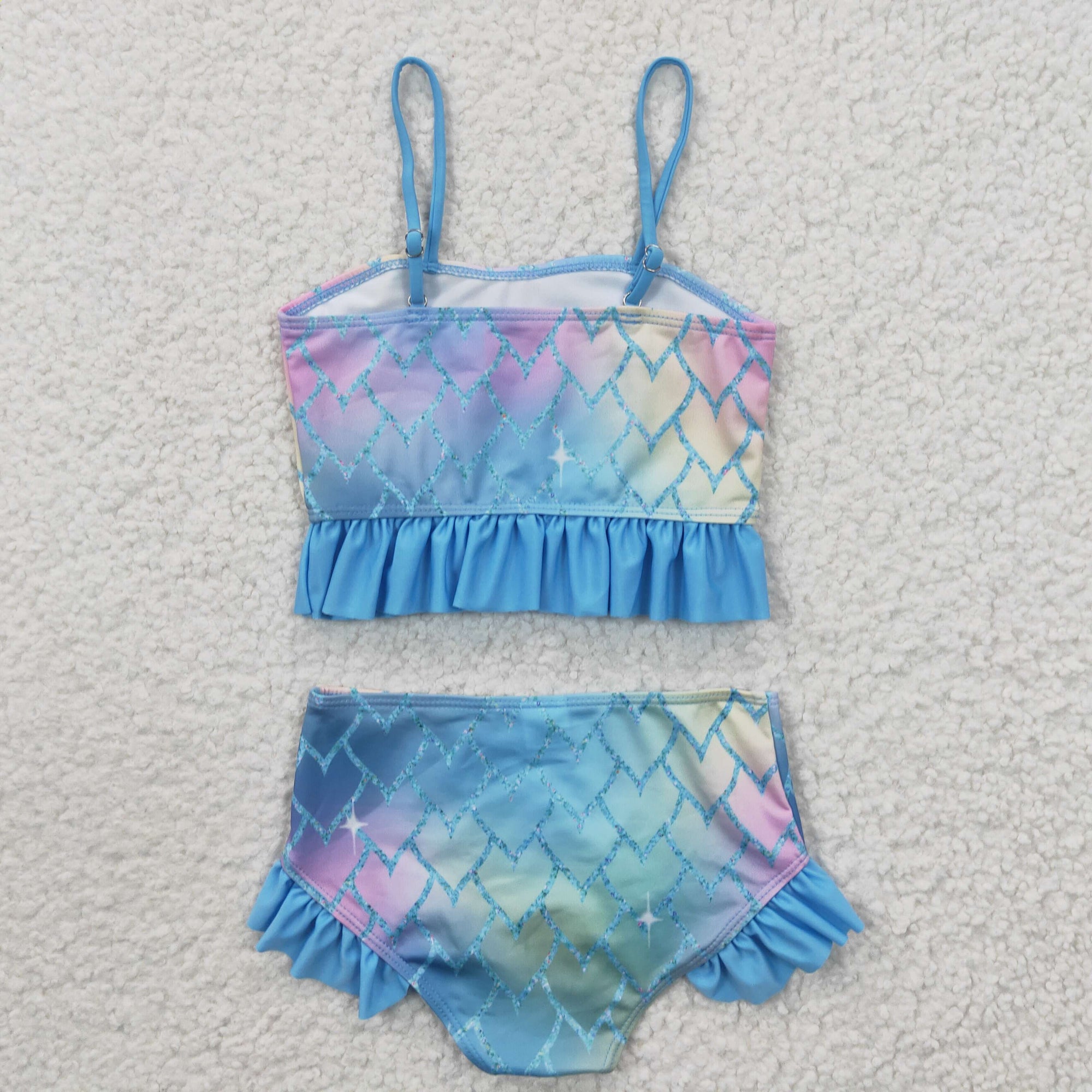 mermaid fish scale blue girl’s swimsuit