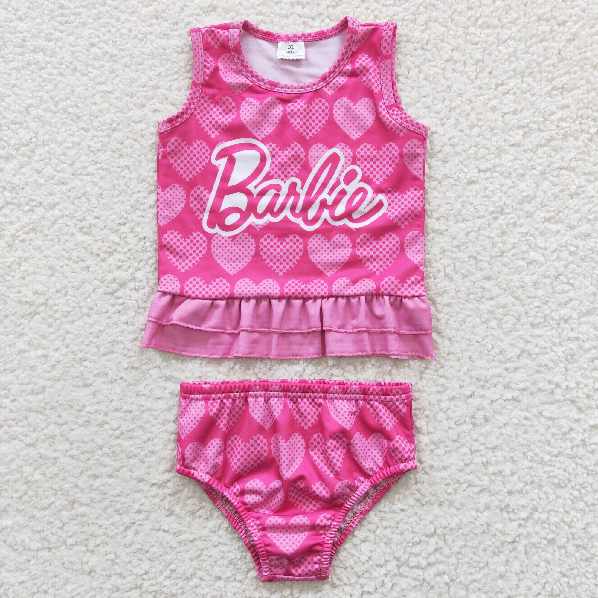 2pcs heart swimsuit girl summer clothing