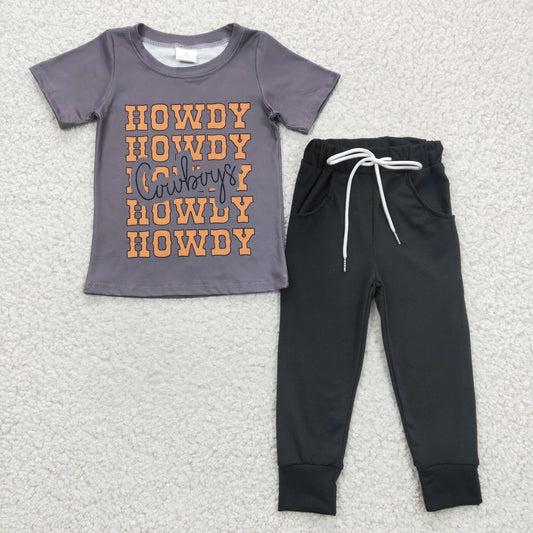 western gray black howdy cowboy jogger outfit