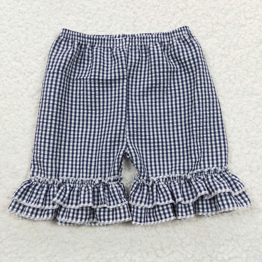 kids clothing girl navy blue seersucker shorts