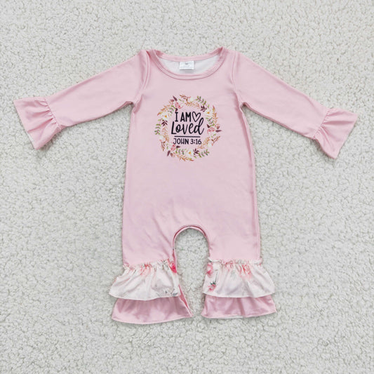 baby girl pink ruffle romper