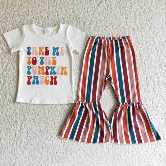 Pumpkin T-shirt Striped Bells Pants Set
