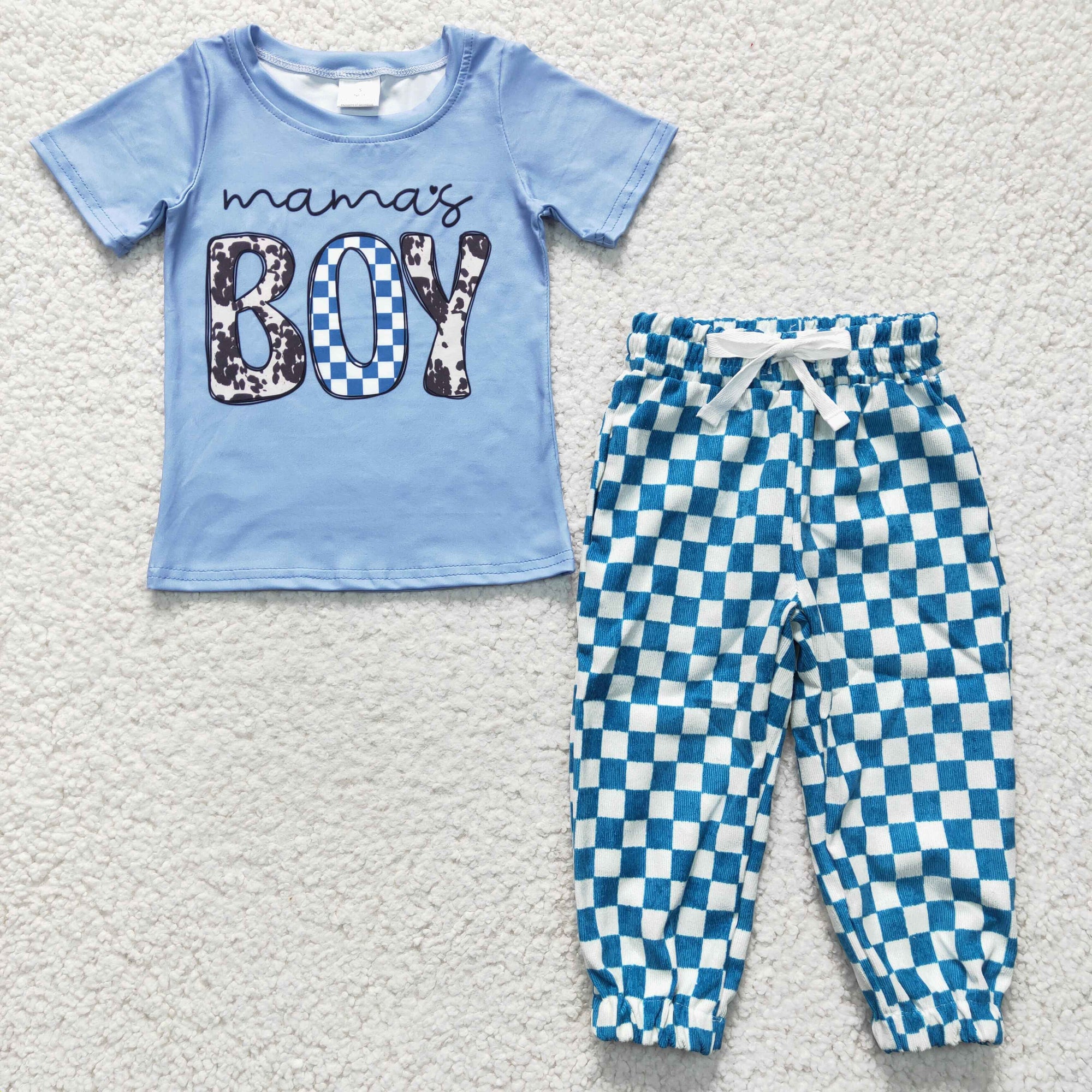 summer boy's clothes blue t-shirt mama's boy