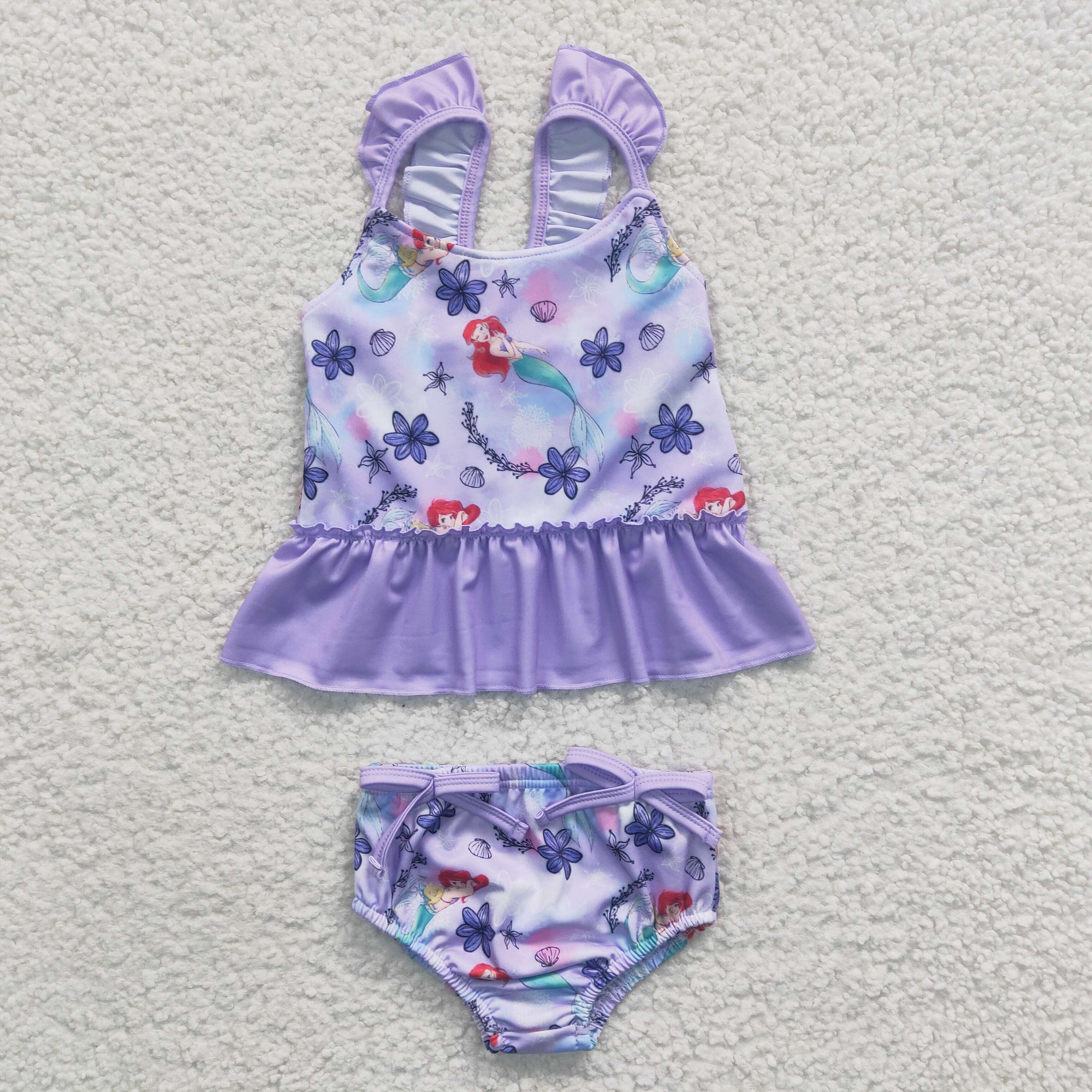 2pcs purple mremaid swimsuit girl clothes