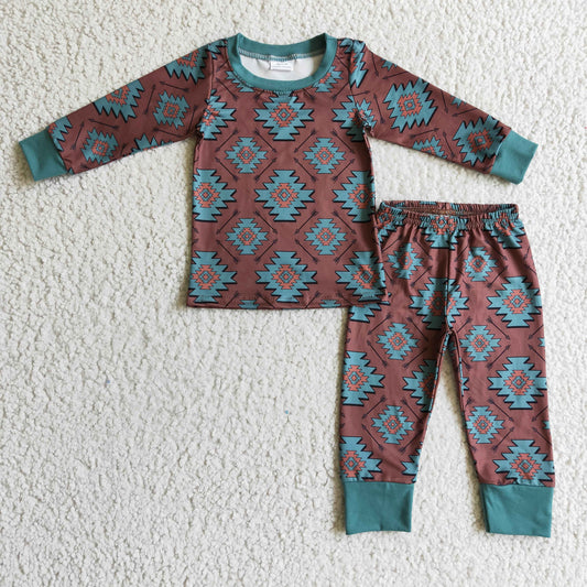 aztec arrow brown pajama outfit boy