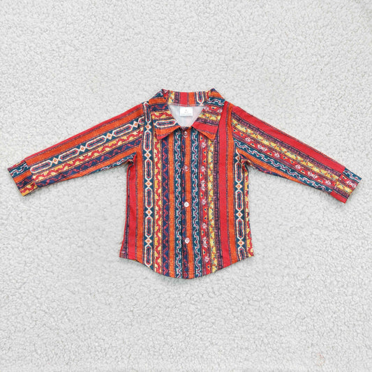 long sleeve aztec striped button shirt kids clothing