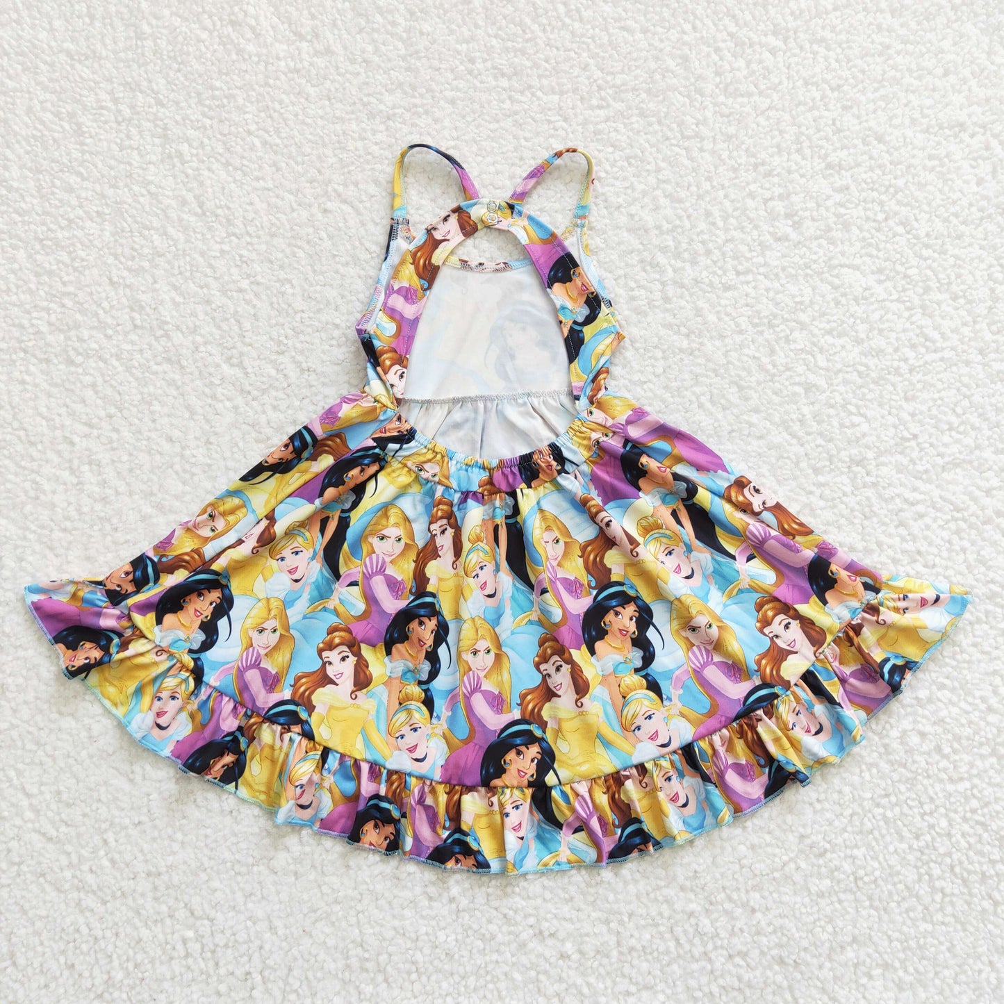 purple blue yellow princess leak dress