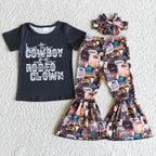 kiss the cowboy not the rodeo clown bells outfit with bow