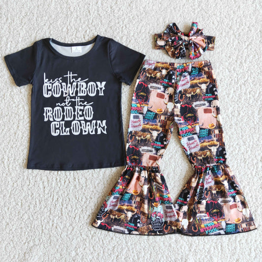 kiss the cowboy not the rodeo clown bells outfit with bow