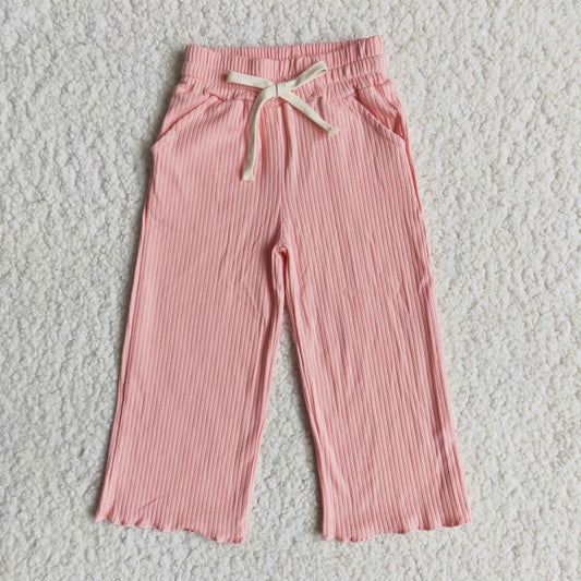 nude pink cotton straight leg plisse trouser