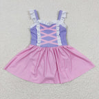 Tangled Hair Pink & Purple Princess One Piece Girls Swimsuit