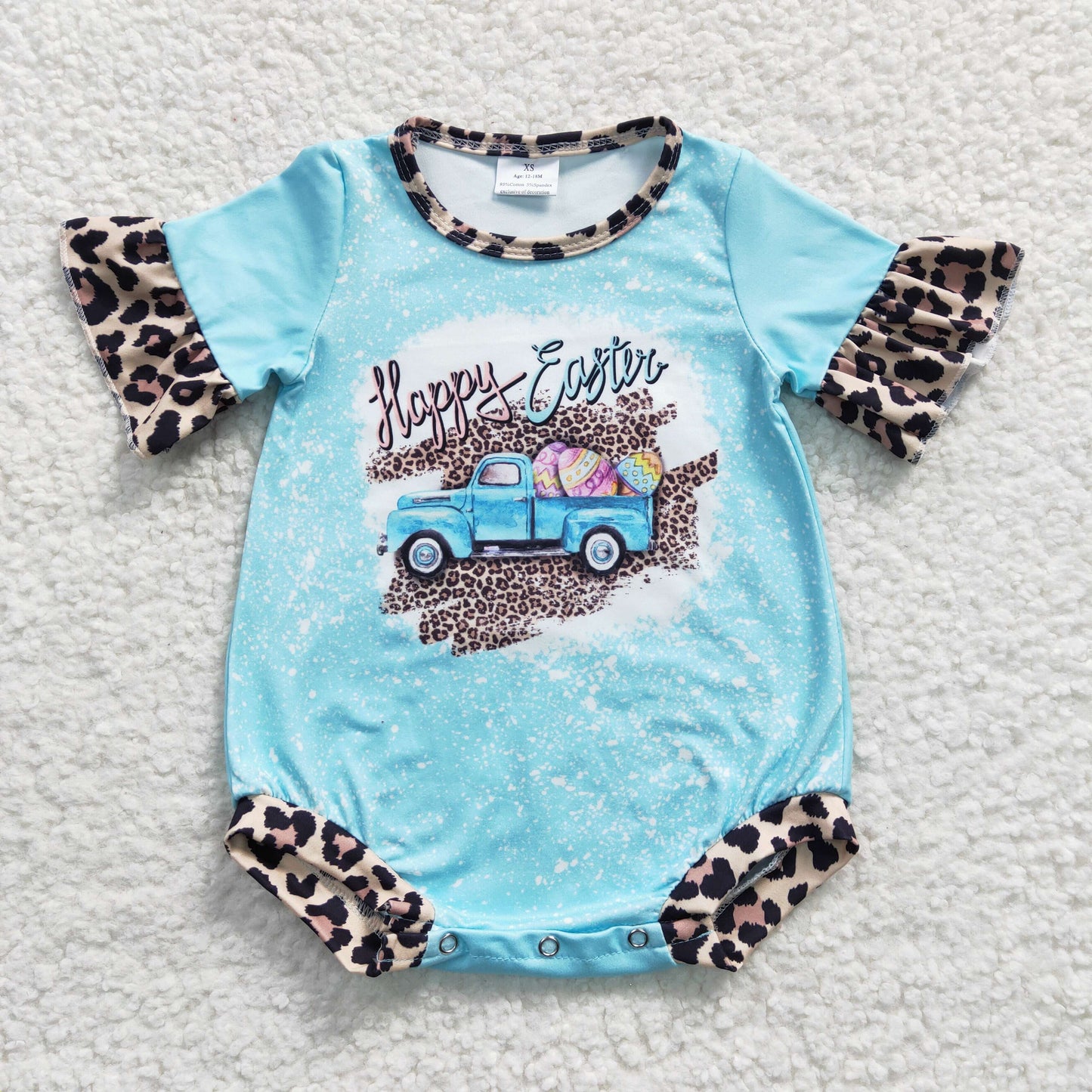 happy easter blue romper