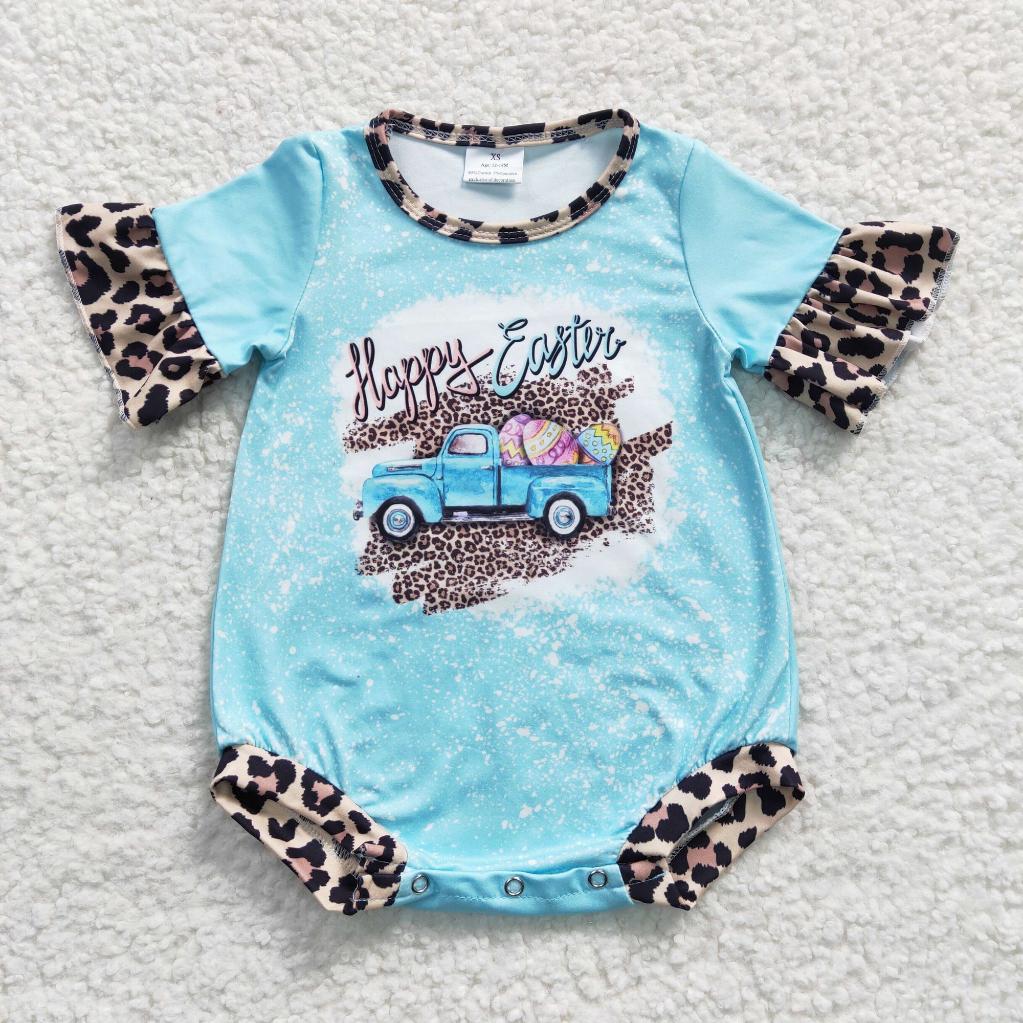 happy easter blue romper