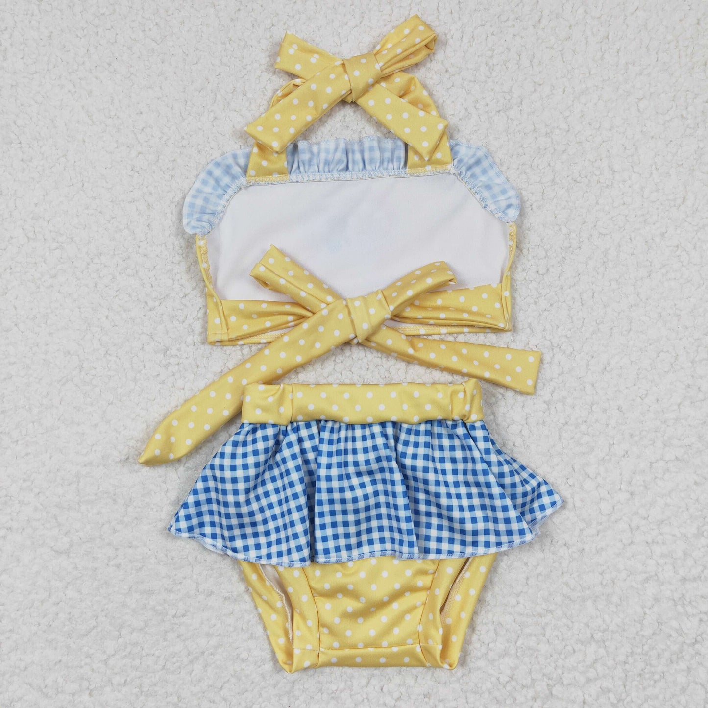 2pcs yellow princess ruffle swimsuit for girl