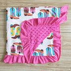 hot pink boots blanket