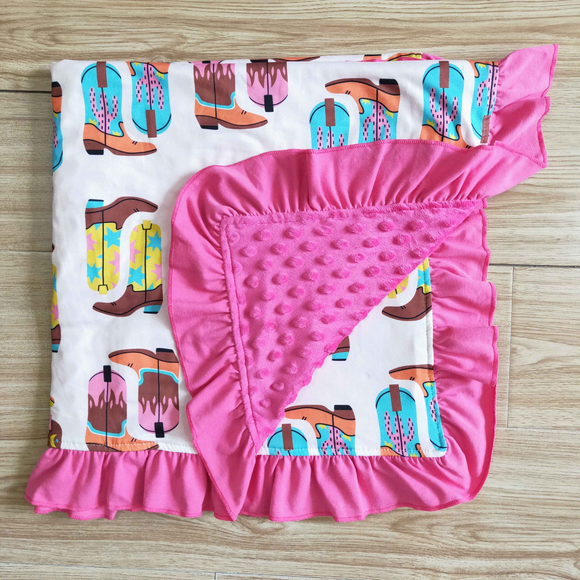 hot pink boots blanket