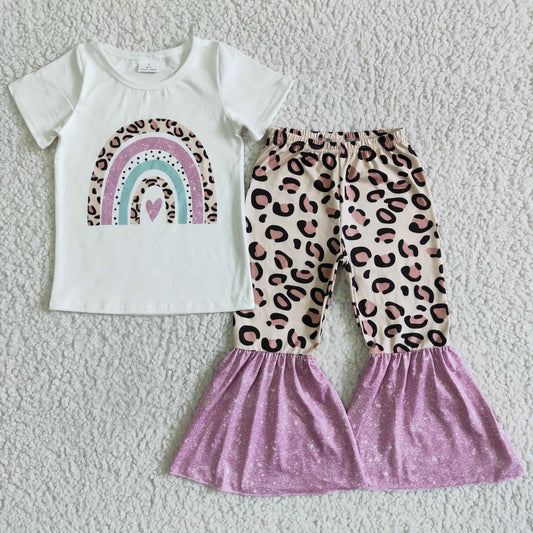 girl's spring outfit leopard pants set clothing