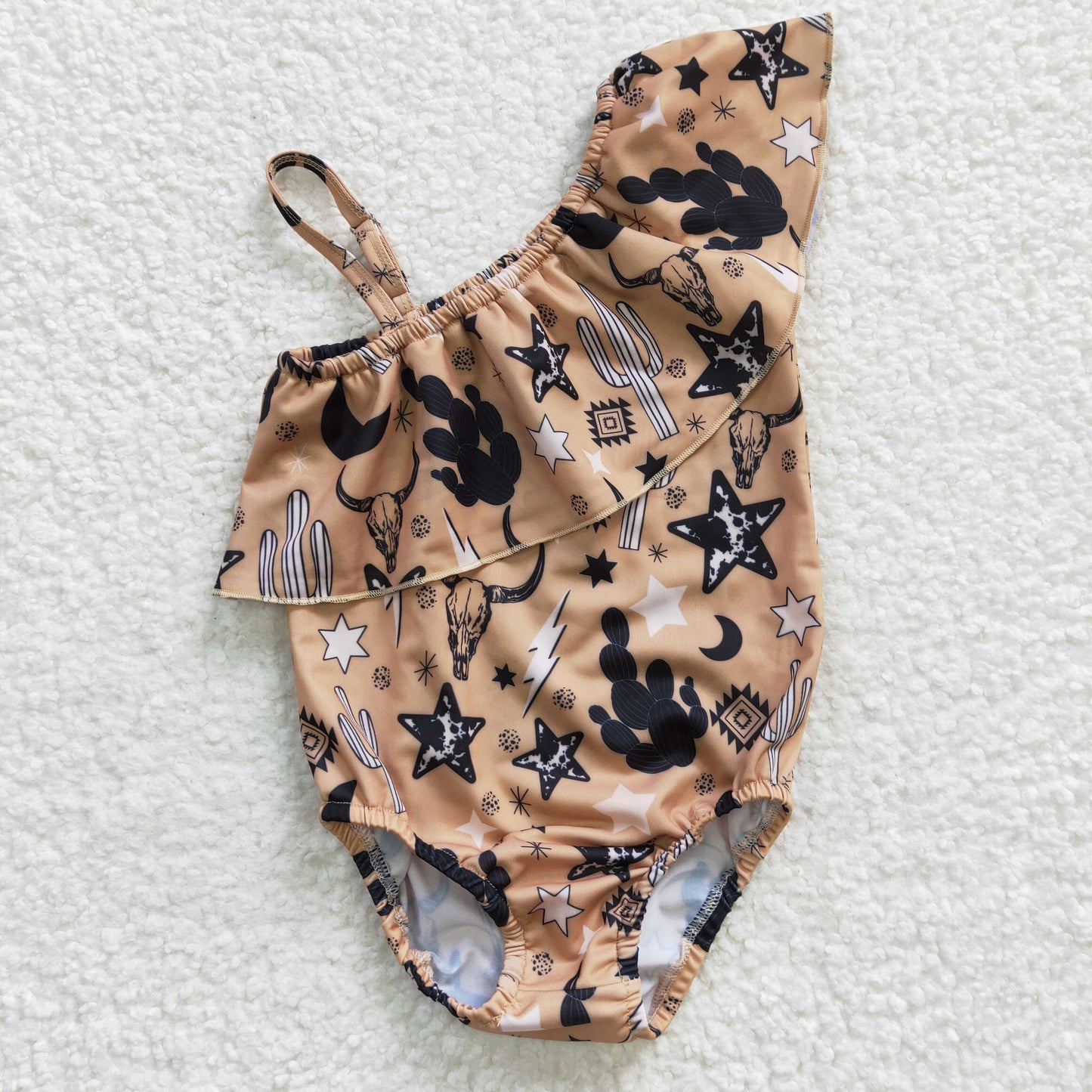 western skull cactus star girl swimsuit 1pcs bathing suit