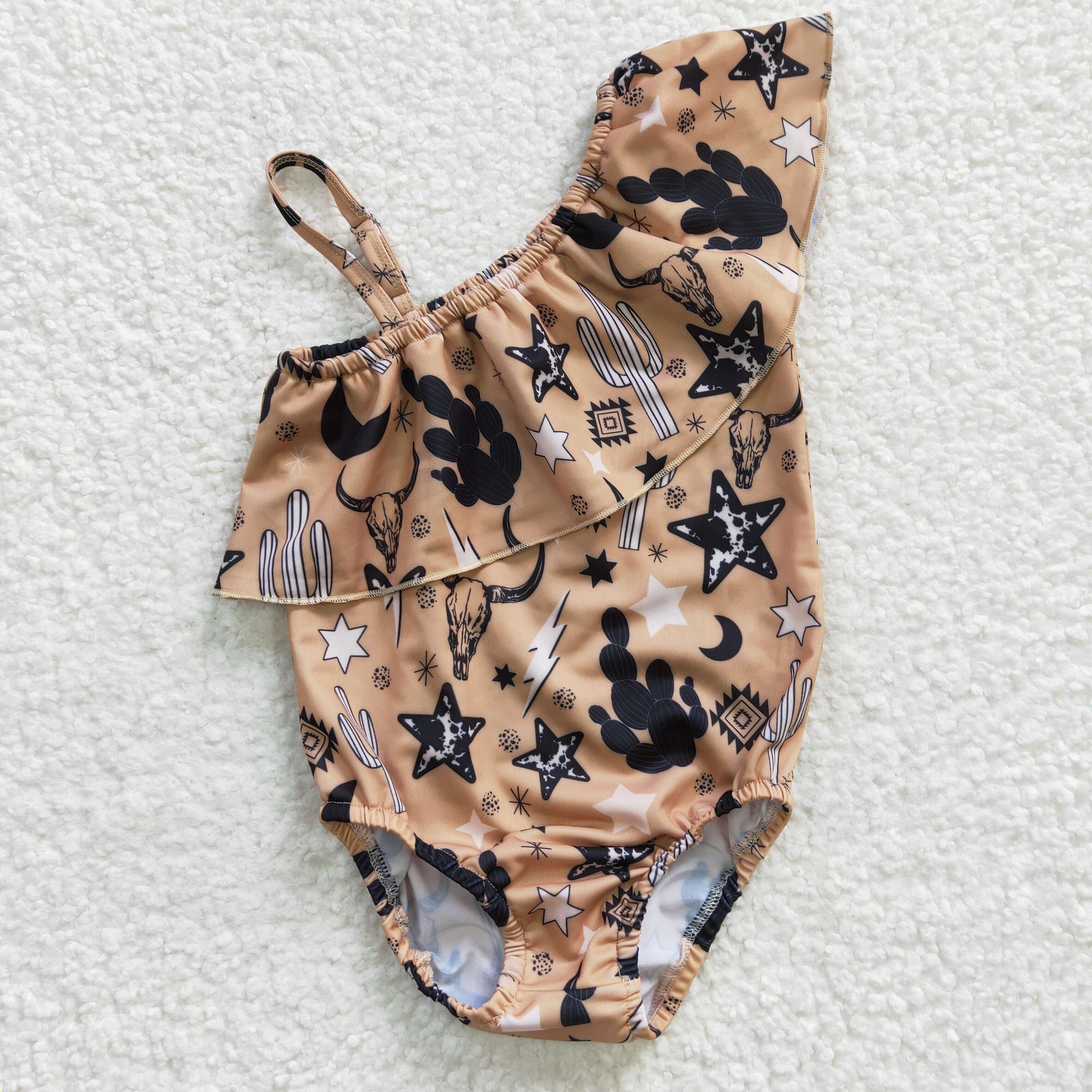 western skull cactus star girl swimsuit 1pcs bathing suit