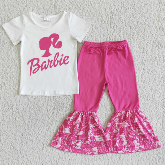 kids girl's clothing hot pink pant clothes set girl
