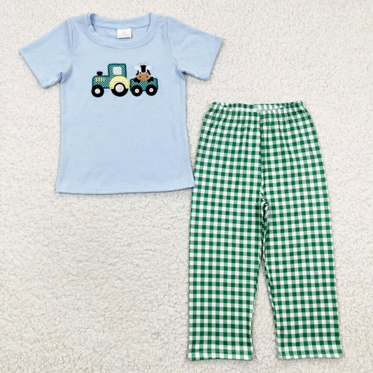 farm embroidered pants set outfit boys clothing