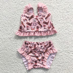 2pcs summer pink horse rodeo swimsuit girl clothes
