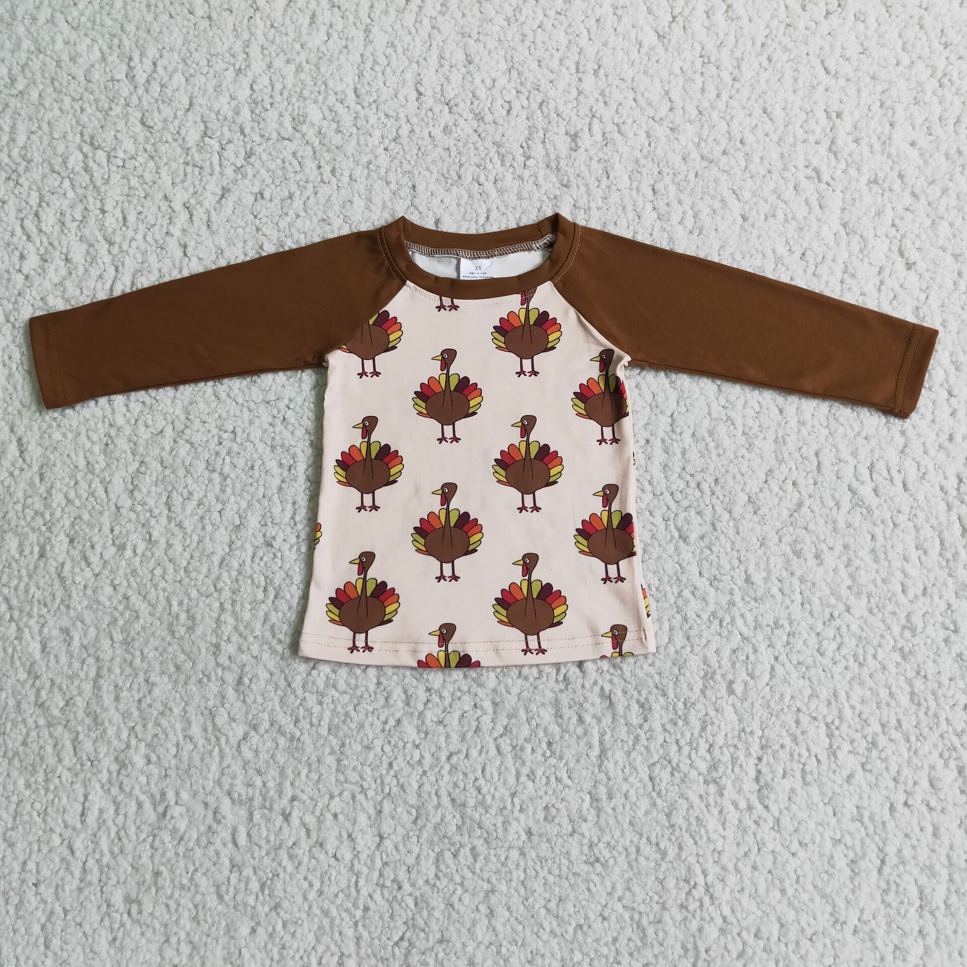 boy brown long sleeve turkey raglan shirt