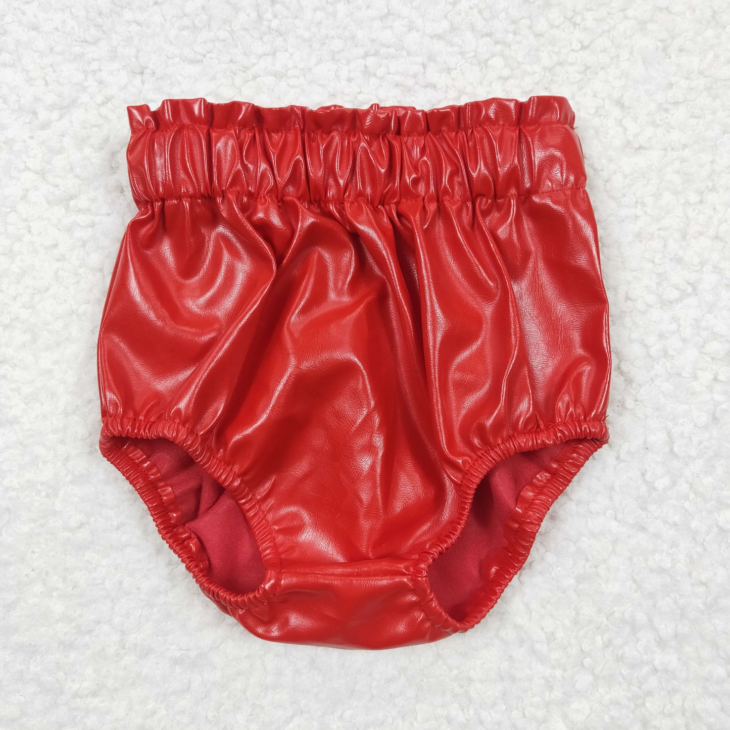 red leather bloomer baby clothing