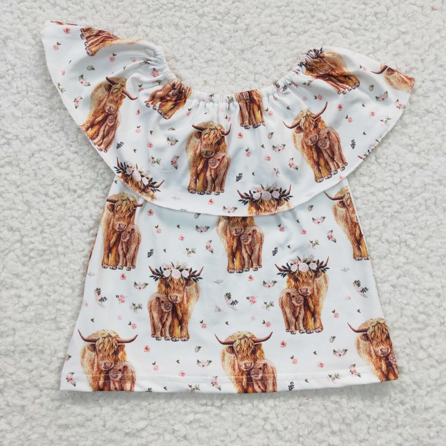 off-shoulder highland cow top shirt