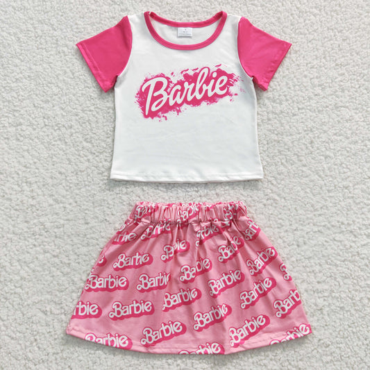 white hot pink doll skirt outfit girl's clothing