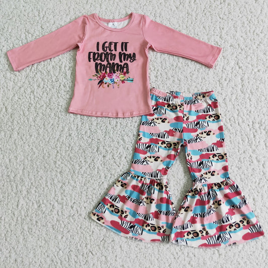 I Get It from Mama Outfit Pink Girls Clothes Set