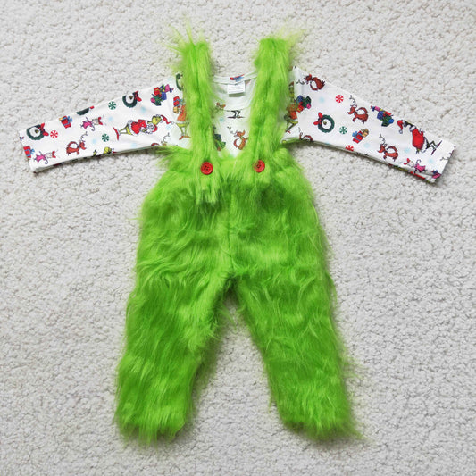 Green Fur Jumper with Top 2pcs Cosplay Suit Boy