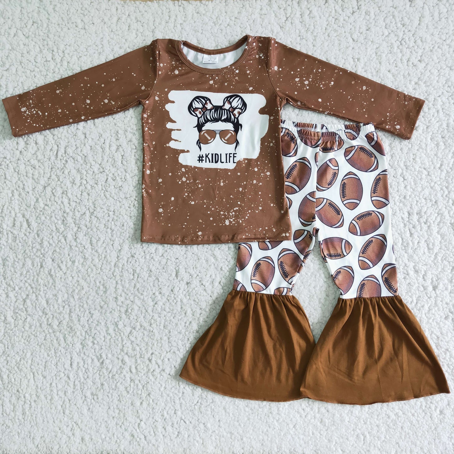 Brown Kidlife Football Bells Outfit
