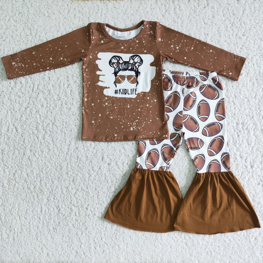 Brown Kidlife Football Bells Outfit