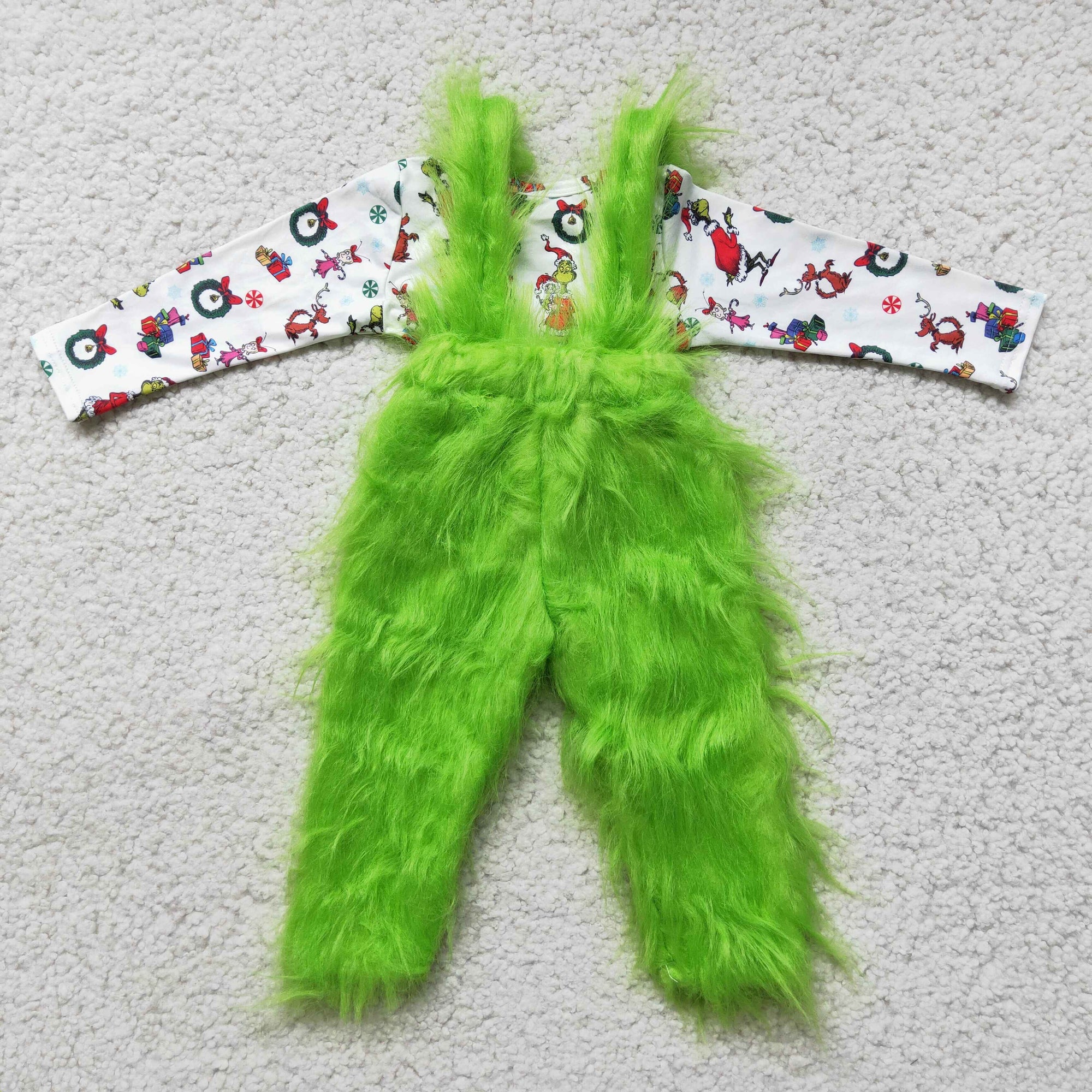Green Fur Jumper with Top 2pcs Cosplay Suit Boy