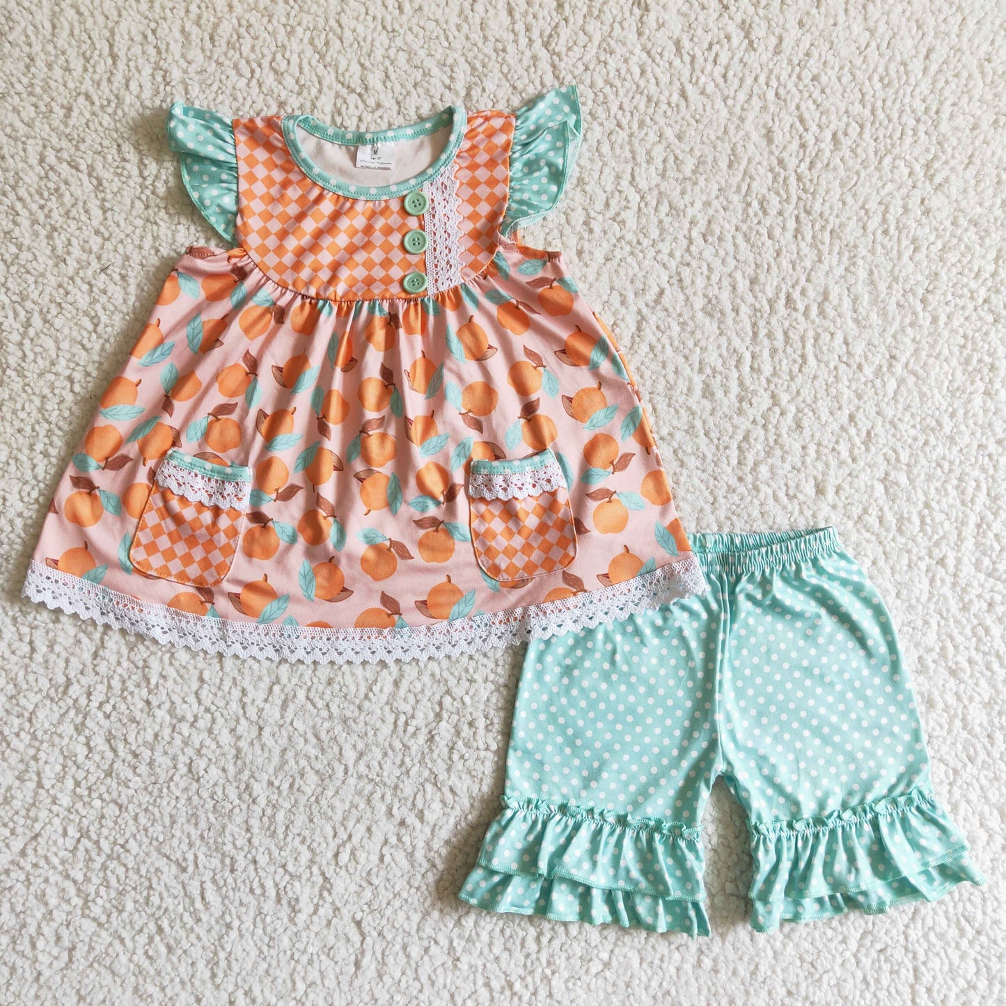 peachy shorts set baby girl’s outfit summer