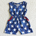white stars cross jumpsuit for 4th of july kids clothing