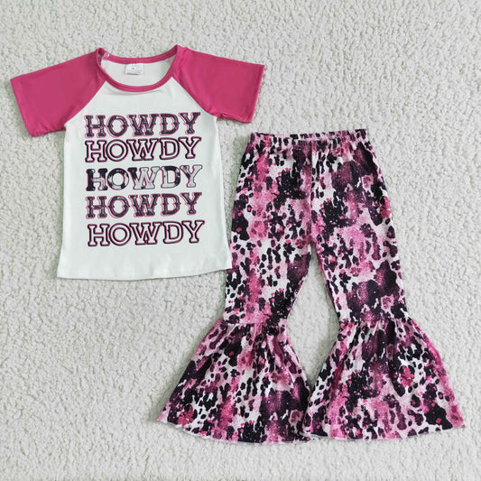 hot pink howdy pants set western girl clothing