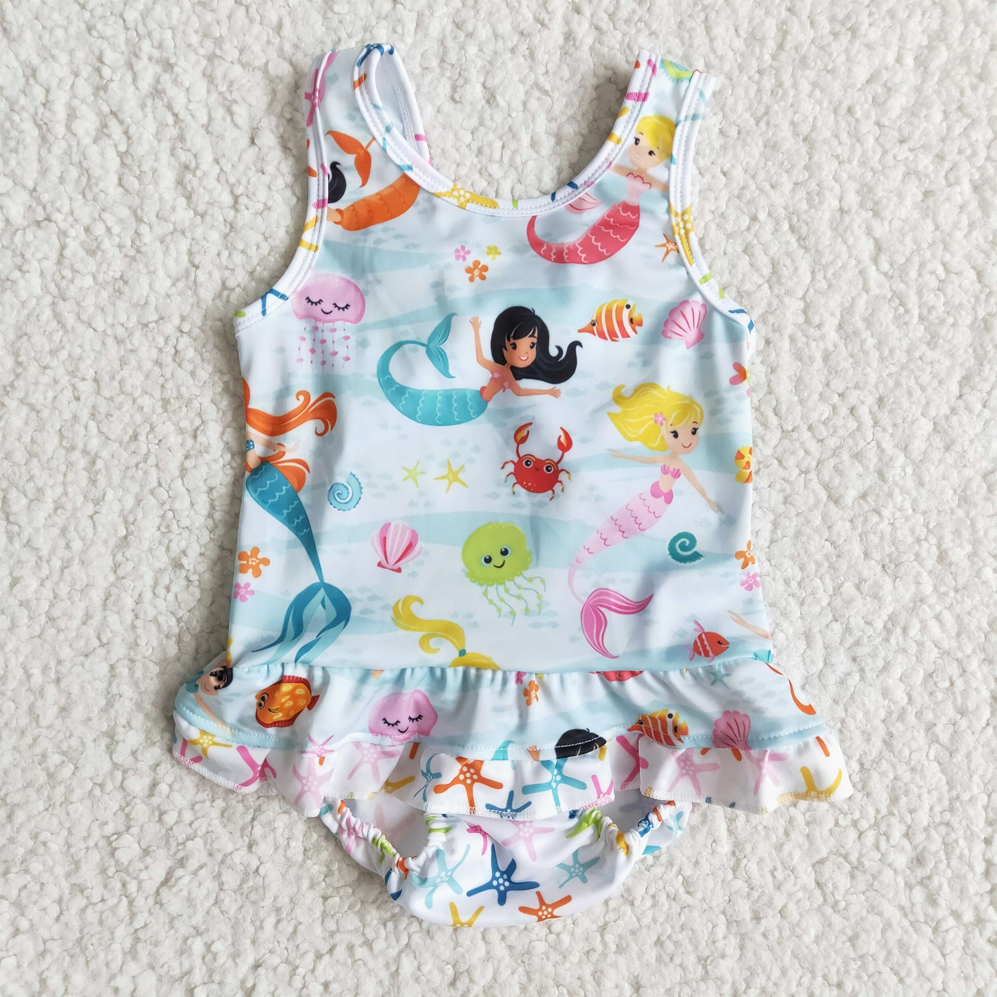 ocean world ruffle swimsuit with bow
