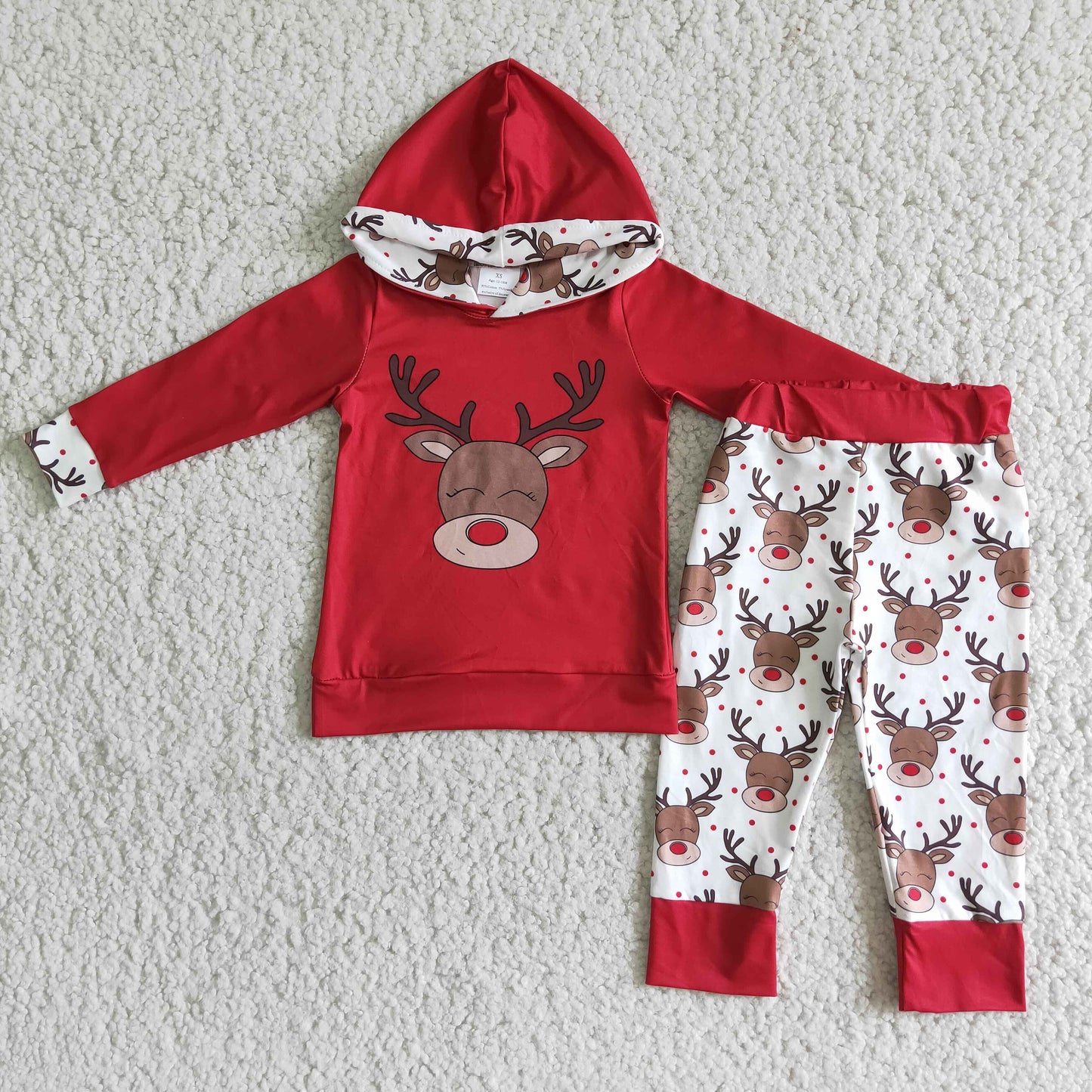 Red Reindeer Hoodie Set