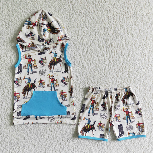 pocket cowboy hoodie set kids clothing