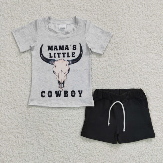 mama's little cowboy boys shorts set